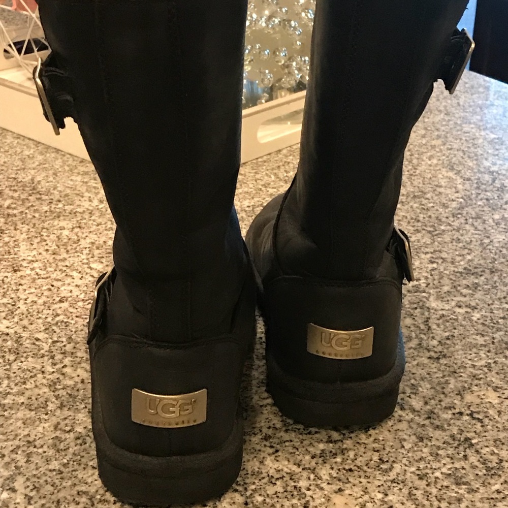 Black leather UGG boots